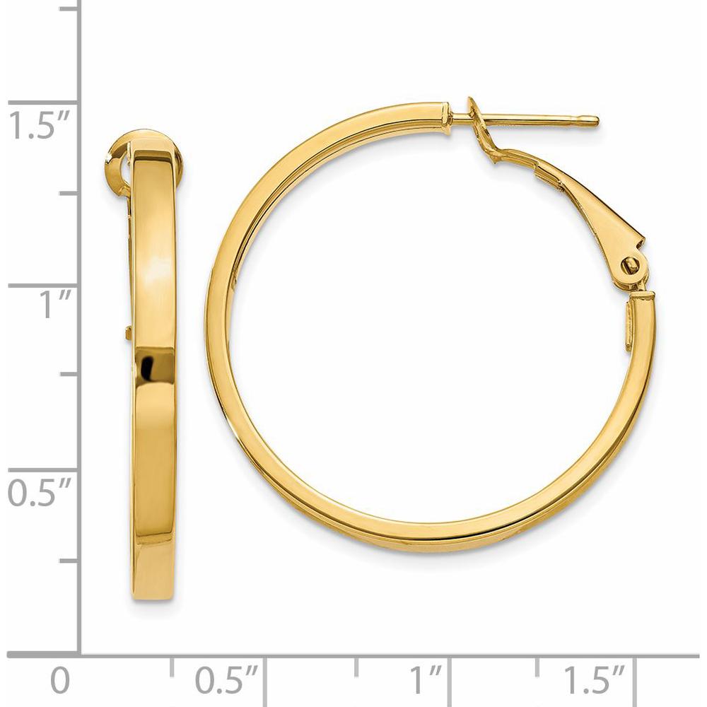 14K Yellow Gold Polished Square Tube Round Hoop Earrings - 30mm Length by Monteluci Fine Jewelry