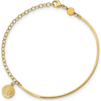 14K Yellow Gold Polished St. Benedict Medal Half-Bangle Bracelet - 7" Length by 0