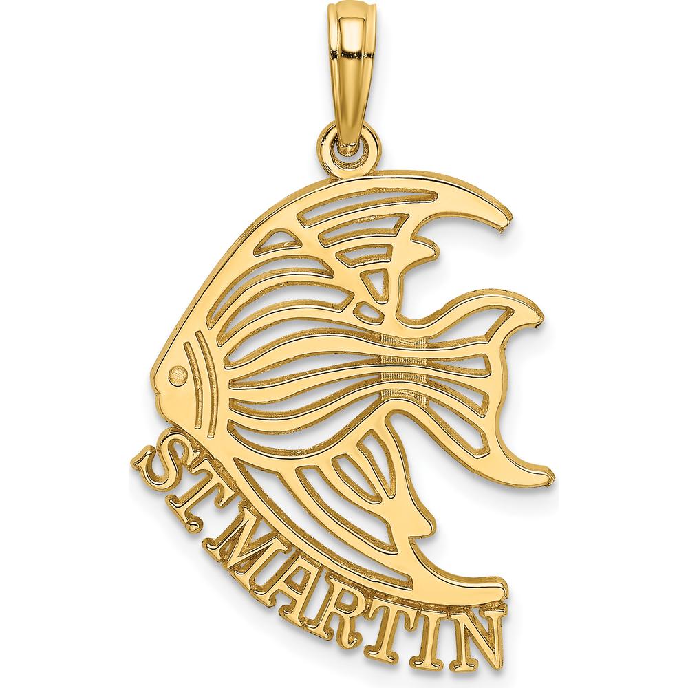 14K Yellow Gold Polished St. Martin Angelfish Pendant Charm - 28.6mm by Oro Pregiato