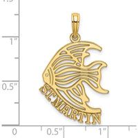 14K Yellow Gold Polished St. Martin Angelfish Pendant Charm - 28.6mm by Oro Pregiato