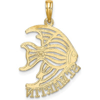 14K Yellow Gold Polished St. Martin Angelfish Pendant Charm - 28.6mm by Oro Pregiato