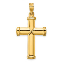 14K Yellow Gold Polished Stamping Cross Pendant - 43.19mm Length by Oro Pregiato