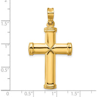 14K Yellow Gold Polished Stamping Cross Pendant - 43.19mm Length by Oro Pregiato
