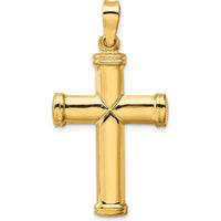 14K Yellow Gold Polished Stamping Cross Pendant - 43.19mm Length by Oro Pregiato