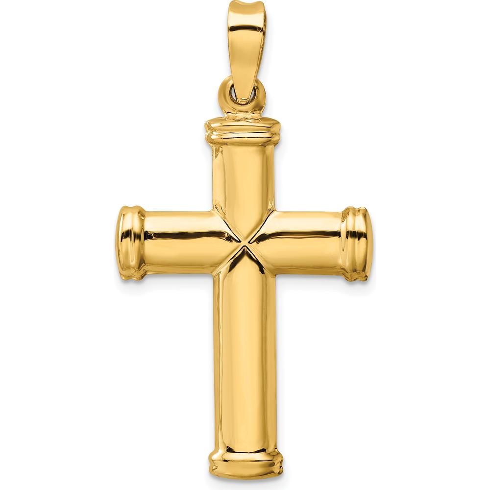14K Yellow Gold Polished Stamping Cross Pendant - 43.19mm Length by Oro Pregiato