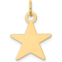 14K Yellow Gold Polished Star Disc Pendant Charm - Engravable by Oro Pregiato