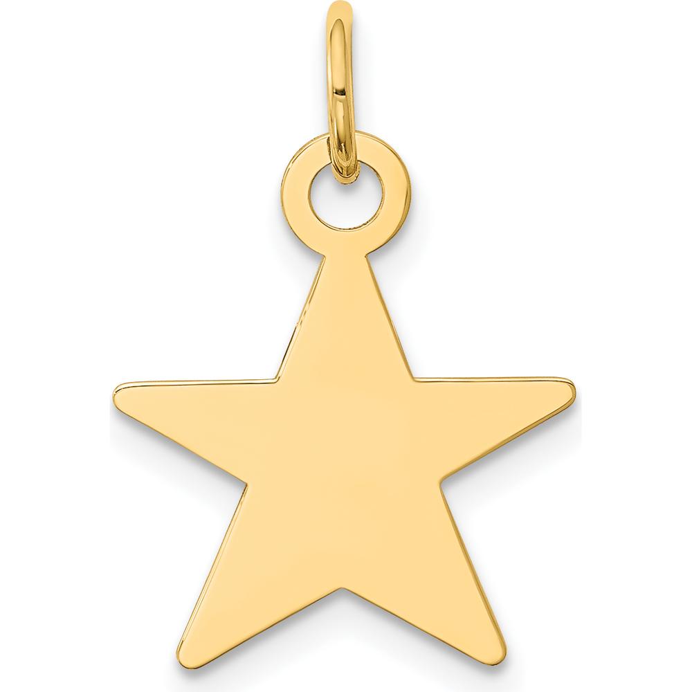 14K Yellow Gold Polished Star Disc Pendant Charm - Engravable by Oro Pregiato