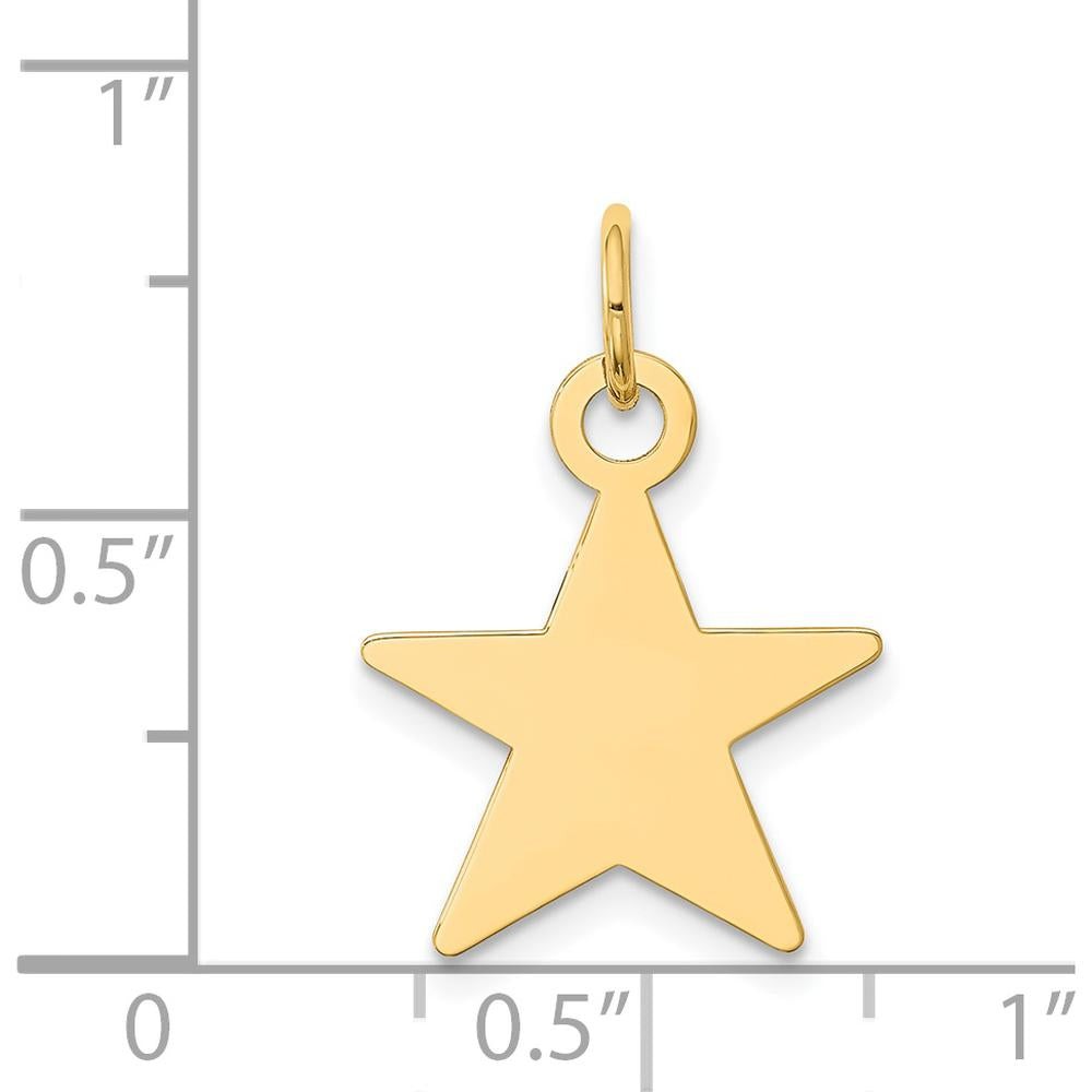 14K Yellow Gold Polished Star Disc Pendant Charm - Engravable by Oro Pregiato