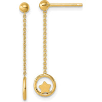 14K Yellow Gold Polished Star in Circle Chain Drop Earrings by 0