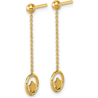 14K Yellow Gold Polished Star in Circle Chain Drop Earrings by 0