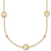 14K Yellow Gold Polished Star in Circle with Diamond-Cut Beads 7-Station 16.75" Necklace by 0