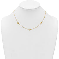 14K Yellow Gold Polished Star in Circle with Diamond-Cut Beads 7-Station 16.75" Necklace by 0