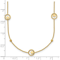 14K Yellow Gold Polished Star in Circle with Diamond-Cut Beads 7-Station 16.75" Necklace by 0