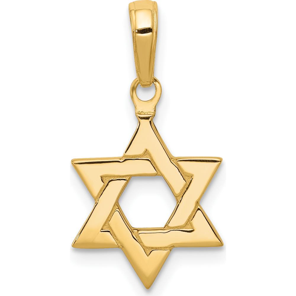 14K Yellow Gold Polished Star of David Pendant - 21mm Length by Oro Pregiato