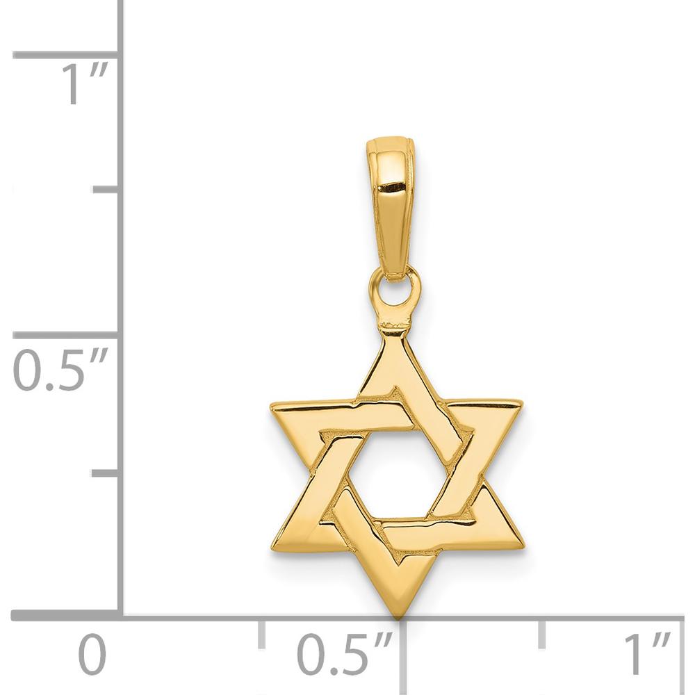 14K Yellow Gold Polished Star of David Pendant - 21mm Length by Oro Pregiato