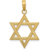 14K Yellow Gold Polished Star of David Pendant - 26mm x 13mm by Oro Pregiato