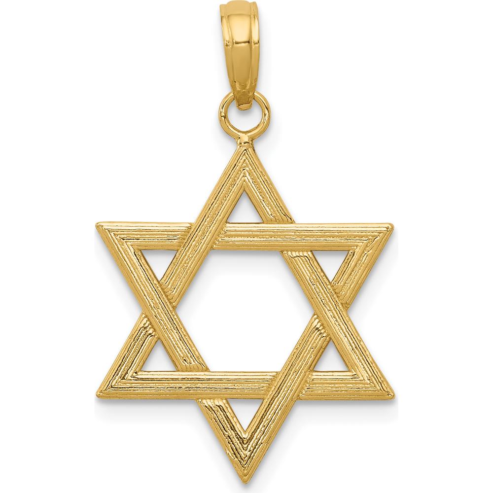 14K Yellow Gold Polished Star of David Pendant - 26mm x 13mm by Oro Pregiato