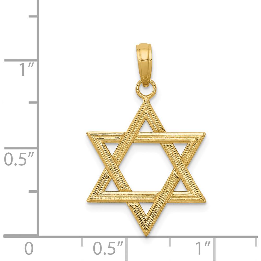 14K Yellow Gold Polished Star of David Pendant - 26mm x 13mm by Oro Pregiato