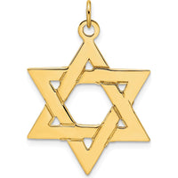 14K Yellow Gold Polished Star of David Pendant - 32mm Length, 29.25mm Charm Length by Oro Pregiato