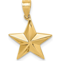 14K Yellow Gold Polished Star Pendant - Solid Design with Concave Profile by Oro Pregiato