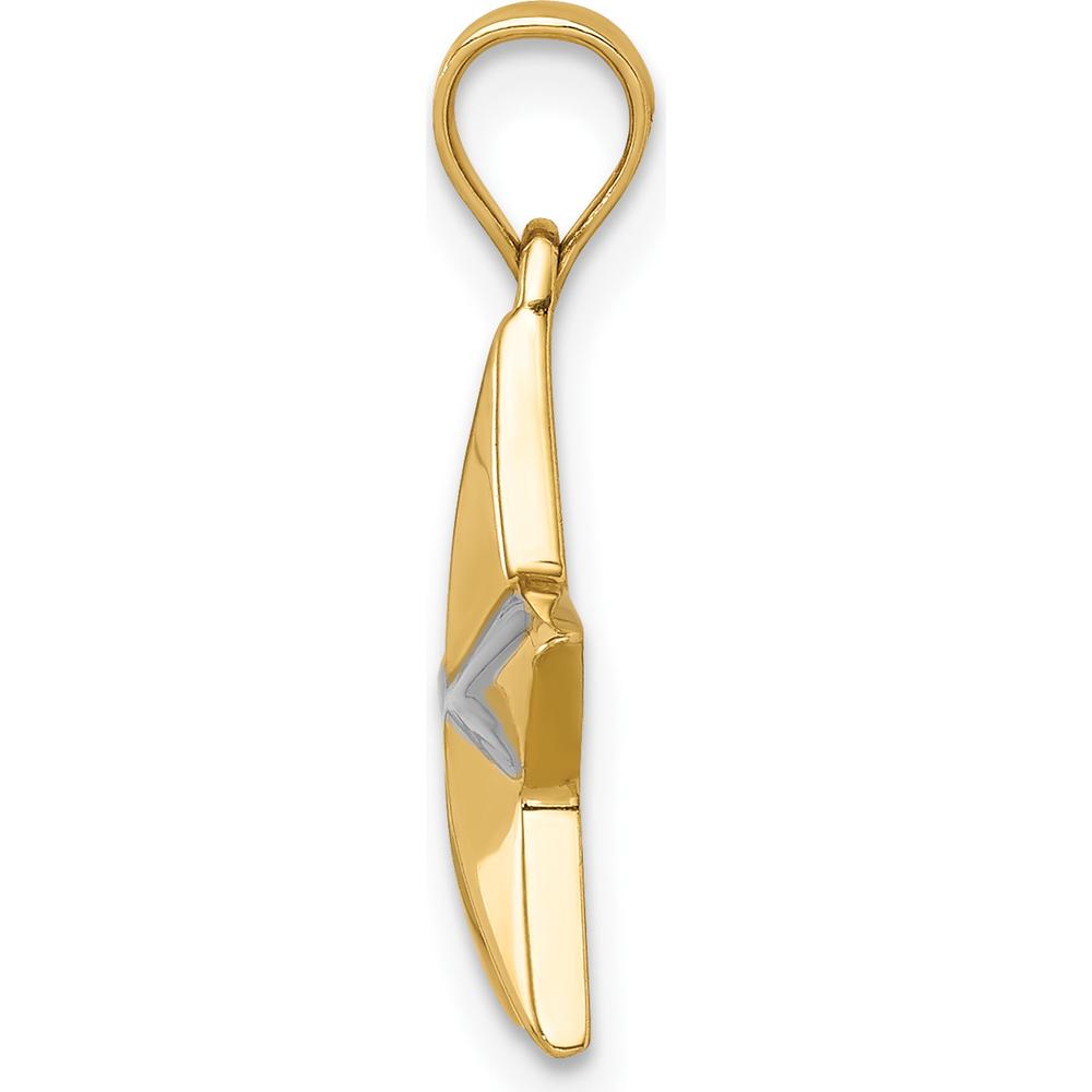14K Yellow Gold Polished Star Pendant - Solid Design with Concave Profile by Oro Pregiato