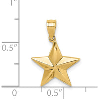 14K Yellow Gold Polished Star Pendant - Solid Design with Concave Profile by Oro Pregiato