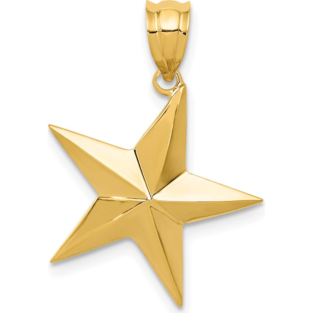 14K Yellow Gold Polished Star Pendant with Concave Profile by Oro Pregiato