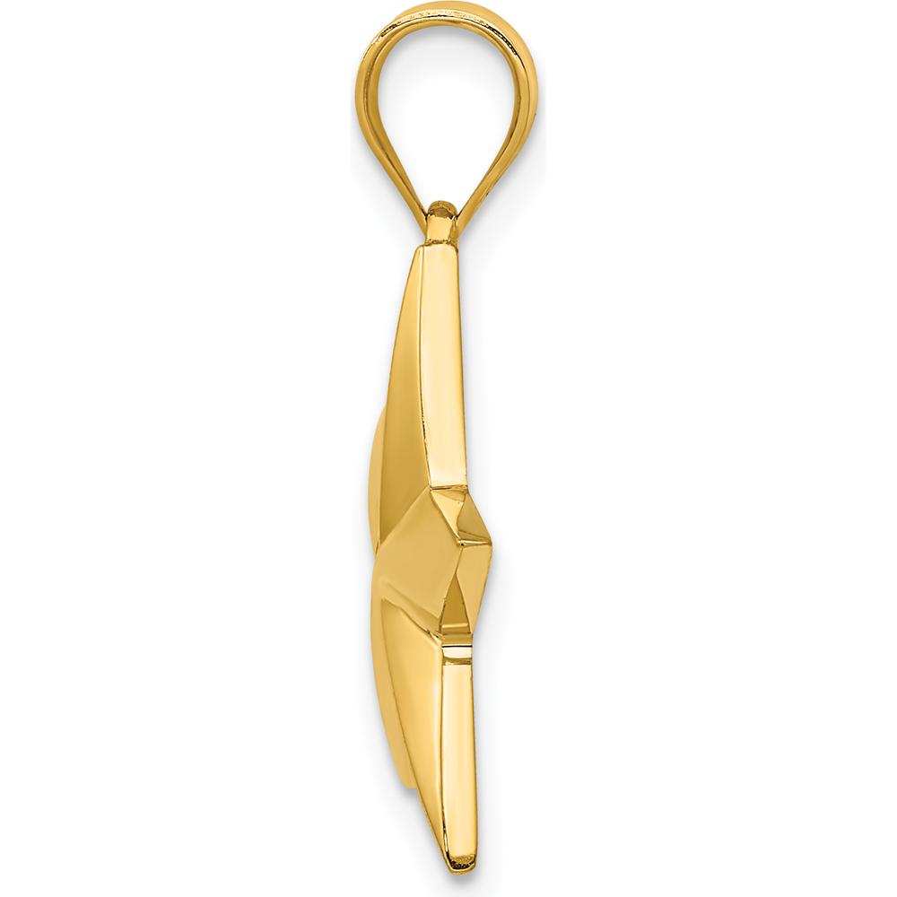 14K Yellow Gold Polished Star Pendant with Concave Profile by Oro Pregiato