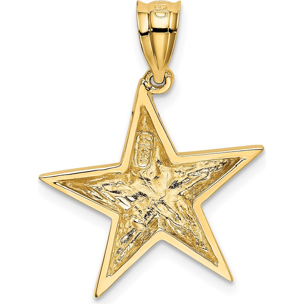 14K Yellow Gold Polished Star Pendant with Concave Profile by Oro Pregiato