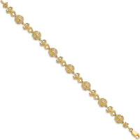 14K Yellow Gold Polished Starfish and Sand Dollar 7" Bracelet - Ocean-Inspired Design by Oro Pregiato