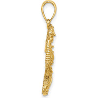 14K Yellow Gold Polished Starfish and Seahorse Pendant - 32mm by Oro Pregiato