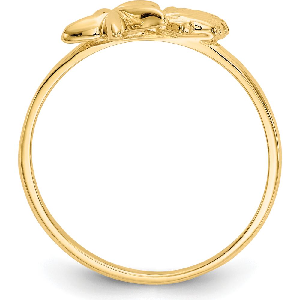 14K Yellow Gold Polished Starfish & Shell Themed Ring by Oro Pregiato