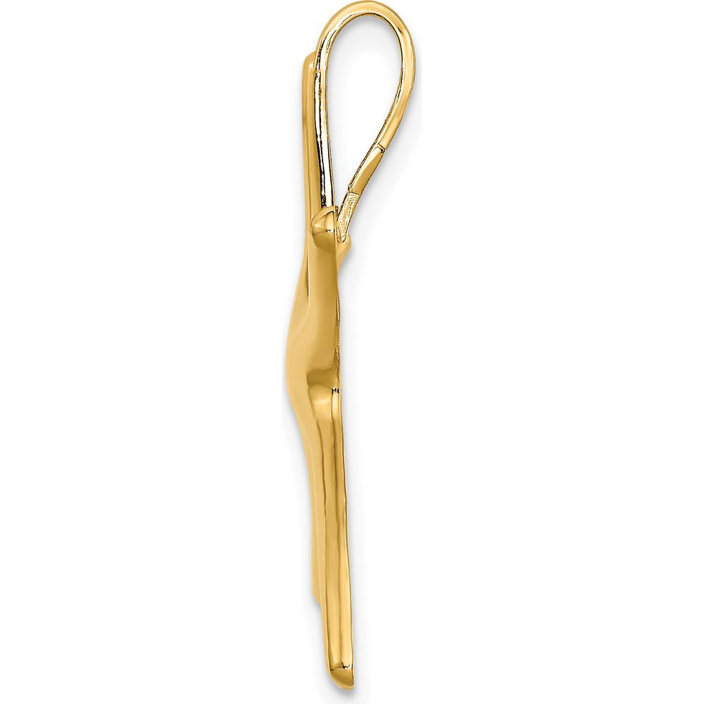 14K Yellow Gold Polished Starfish Pendant Charm - 26.6mm Length by 0