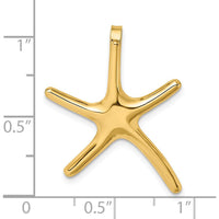 14K Yellow Gold Polished Starfish Pendant Charm - 26.6mm Length by 0