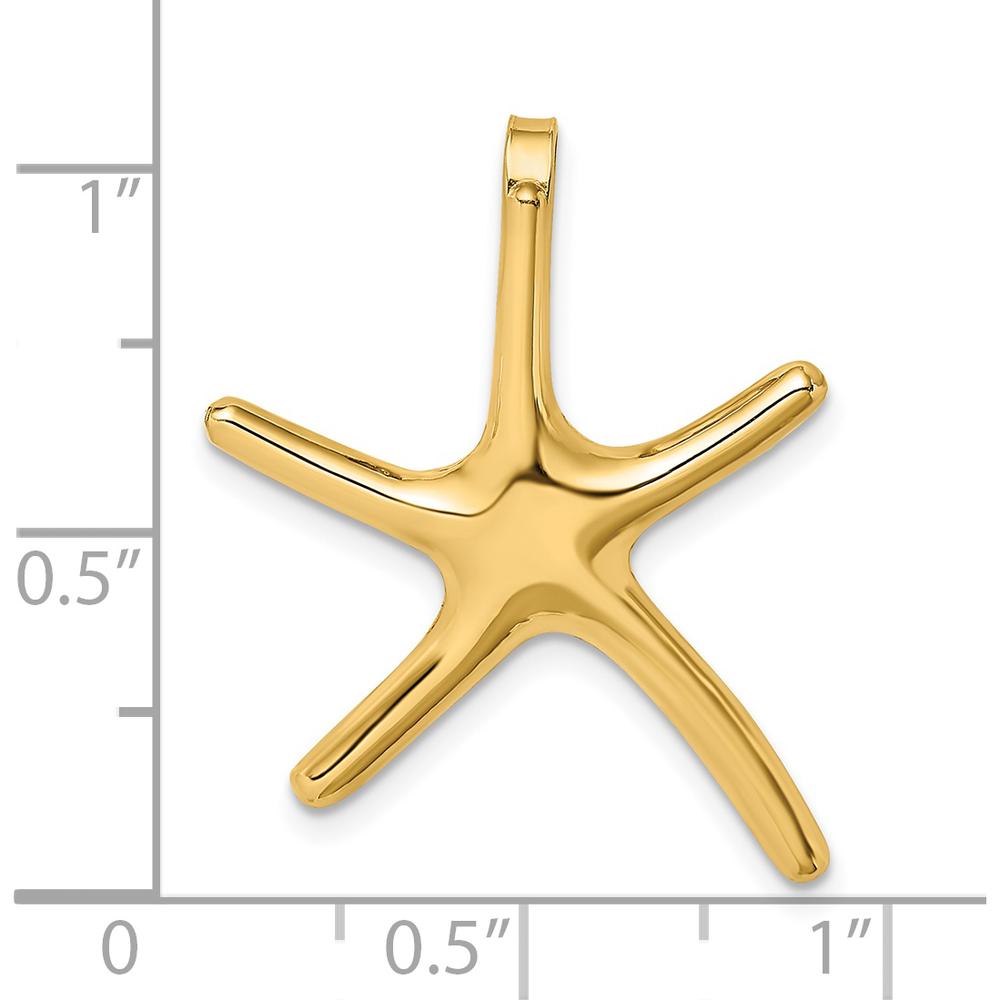 14K Yellow Gold Polished Starfish Pendant Charm - 26.6mm Length by 0