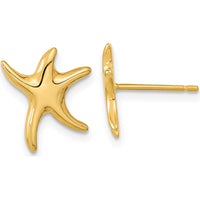 14K Yellow Gold Polished Starfish Post Earrings - Elegant Design for Women by 0