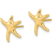 14K Yellow Gold Polished Starfish Post Earrings - Elegant Design for Women by 0