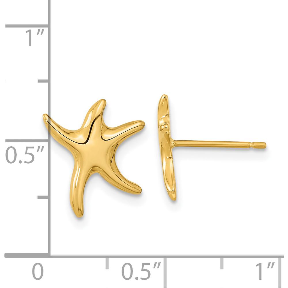 14K Yellow Gold Polished Starfish Post Earrings - Elegant Design for Women by 0