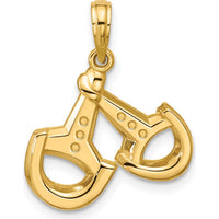 14K Yellow Gold Polished Stirrups Pendant with Textured Back Design by Oro Pregiato