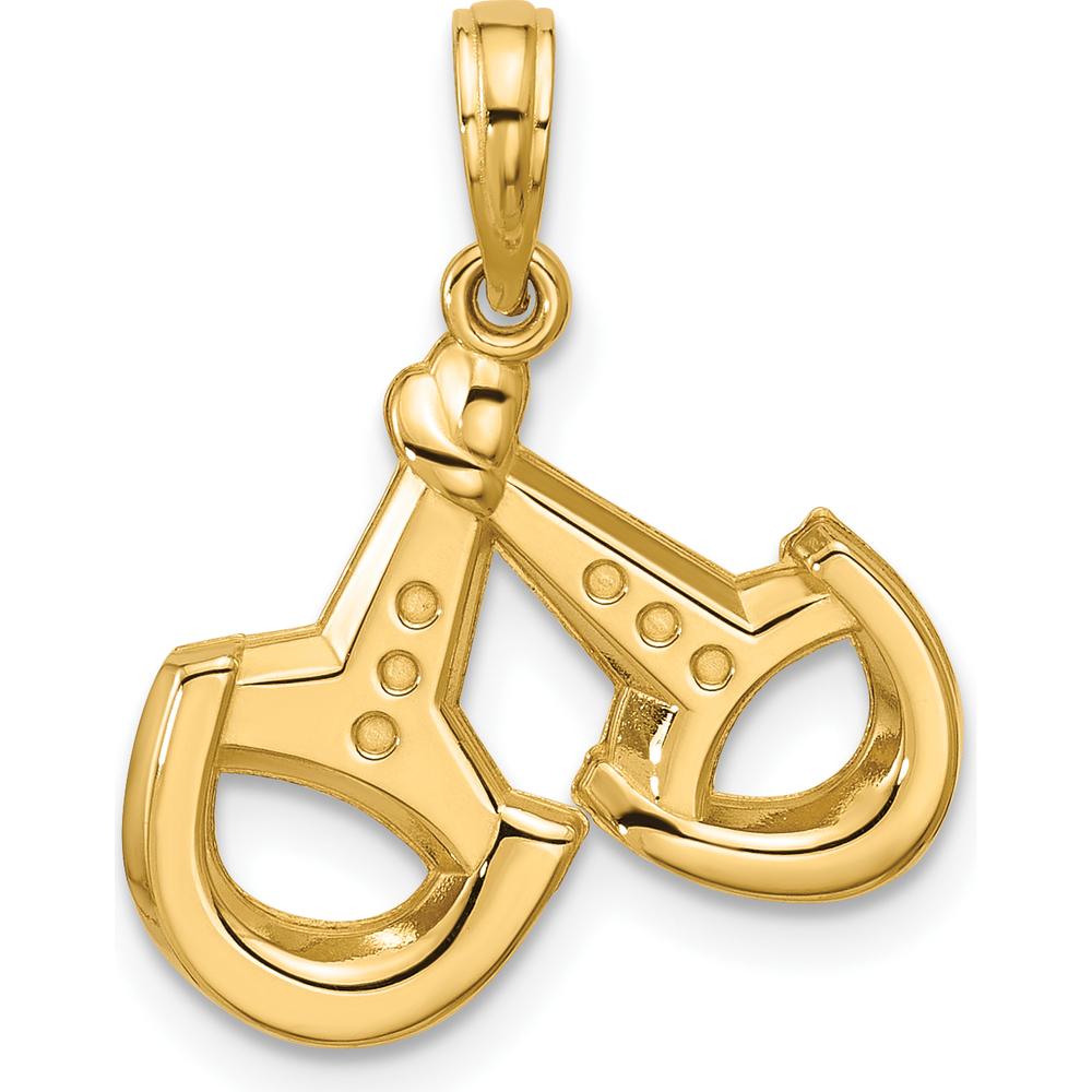 14K Yellow Gold Polished Stirrups Pendant with Textured Back Design by Oro Pregiato