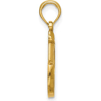 14K Yellow Gold Polished Stirrups Pendant with Textured Back Design by Oro Pregiato