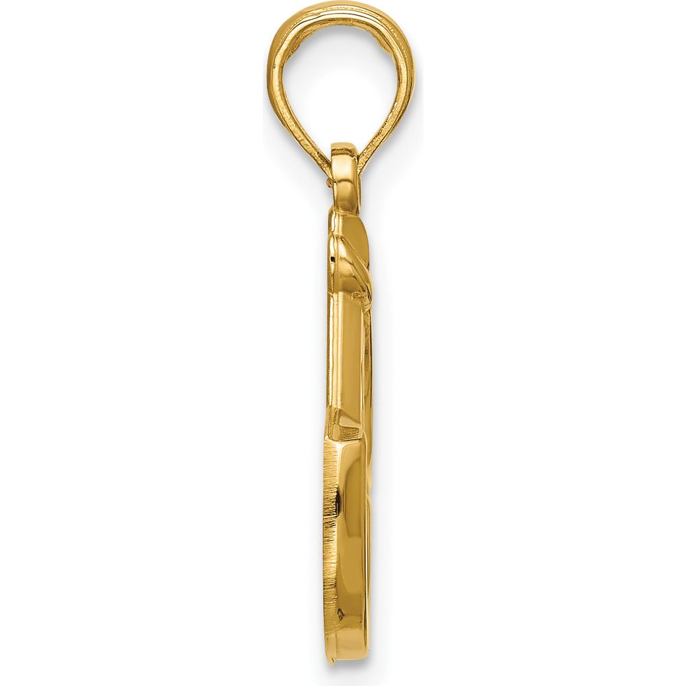 14K Yellow Gold Polished Stirrups Pendant with Textured Back Design by Oro Pregiato
