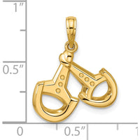 14K Yellow Gold Polished Stirrups Pendant with Textured Back Design by Oro Pregiato