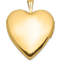 14K Yellow Gold Polished Swirl Design Heart Locket Pendant - Engravable and Holds 2 Photos by Monteluci Fine Jewelry