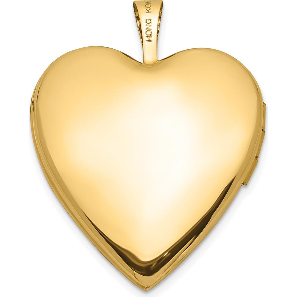 14K Yellow Gold Polished Swirl Design Heart Locket Pendant - Engravable and Holds 2 Photos by Monteluci Fine Jewelry