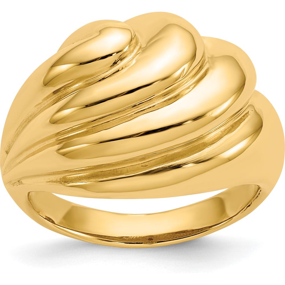 14K Yellow Gold Polished Swirl Dome Fashion Ring by 0