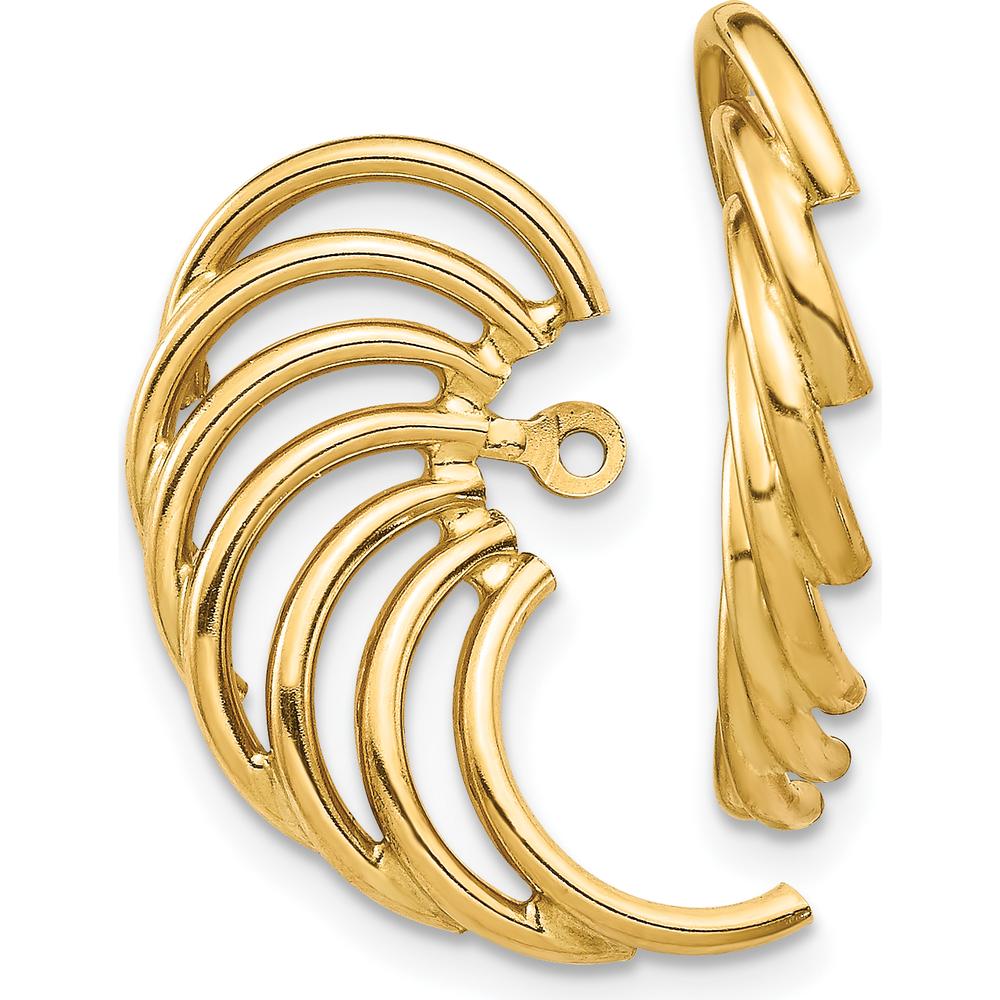 14K Yellow Gold Polished Swirl Shaped Earring Jackets - Elegant Drop Design by 0