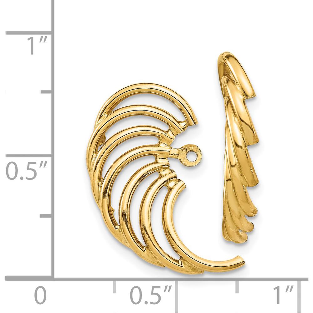 14K Yellow Gold Polished Swirl Shaped Earring Jackets - Elegant Drop Design by 0
