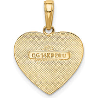 14K Yellow Gold Polished Swirled Border Engravable Heart Pendant by Oro Pregiato