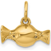 14K Yellow Gold Polished Taffy Candy Charm Pendant - Whimsical Design by Oro Pregiato